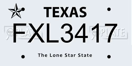 FXL3417 Texas License Plate