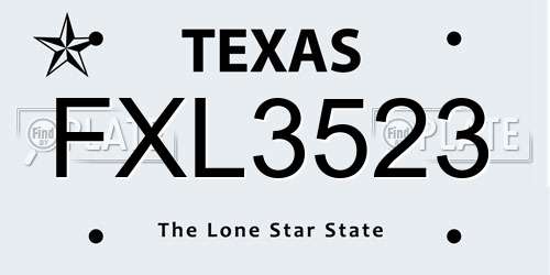 FXL3523 Texas License Plate