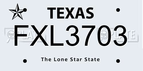 FXL3703 Texas License Plate