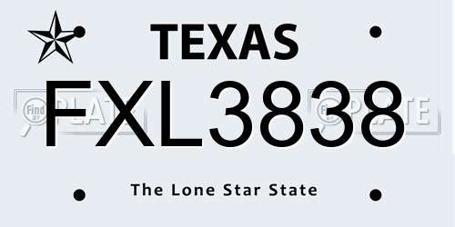 FXL3838 Texas License Plate