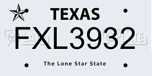FXL3932 Texas License Plate