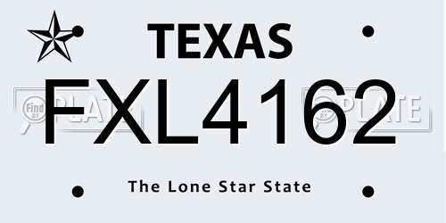 FXL4162 Texas License Plate