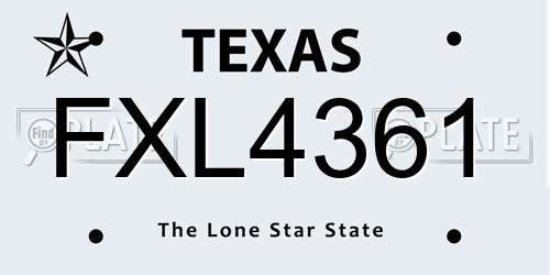 FXL4361 Texas License Plate