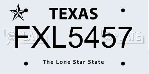 FXL5457 Texas License Plate