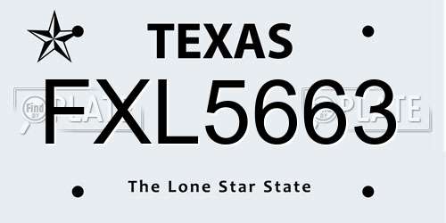 FXL5663 Texas License Plate