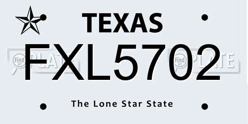 FXL5702 Texas License Plate