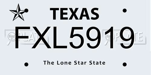 FXL5919 Texas License Plate
