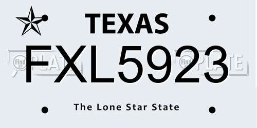 FXL5923 Texas License Plate