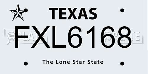 FXL6168 Texas License Plate
