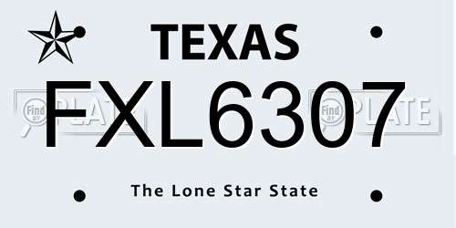 FXL6307 Texas License Plate