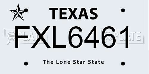 FXL6461 Texas License Plate