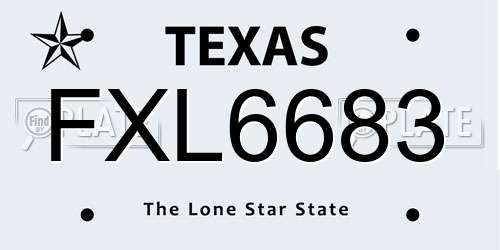 FXL6683 Texas License Plate