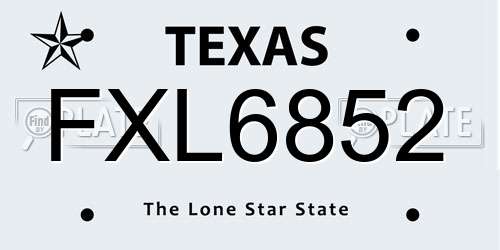 FXL6852 Texas License Plate