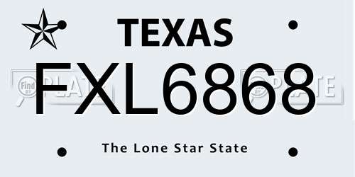 FXL6868 Texas License Plate
