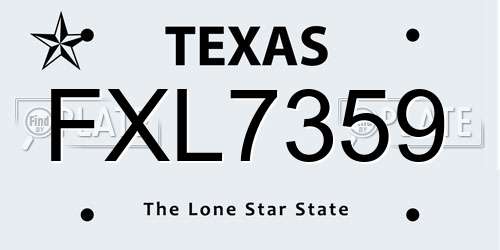 FXL7359 Texas License Plate