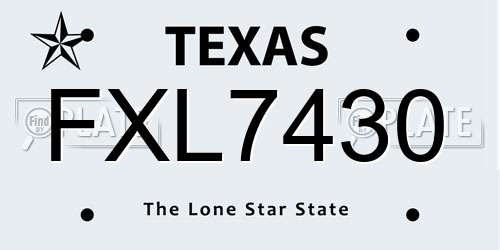 FXL7430 Texas License Plate