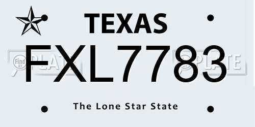 FXL7783 Texas License Plate