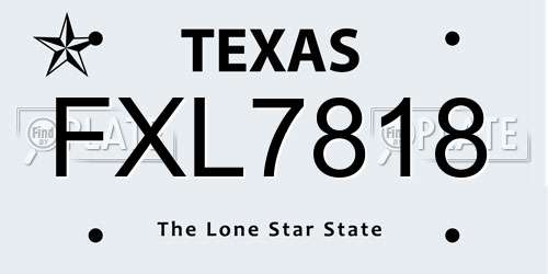 FXL7818 Texas License Plate