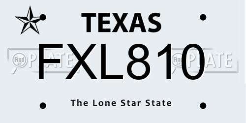 FXL810 Texas License Plate