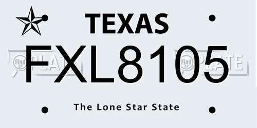 FXL8105 Texas License Plate
