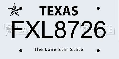 FXL8726 Texas License Plate