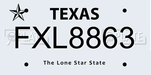 FXL8863 Texas License Plate