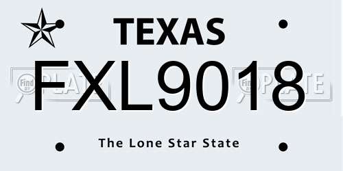 FXL9018 Texas License Plate