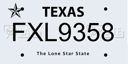 FXL9358 Texas License Plate