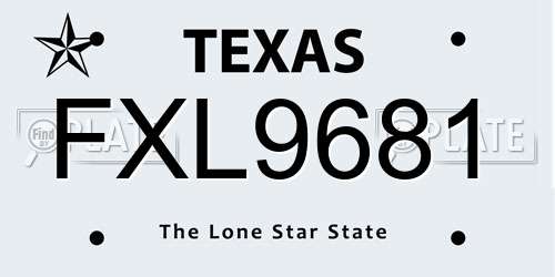 FXL9681 Texas License Plate
