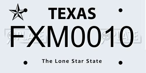FXM0010 Texas License Plate