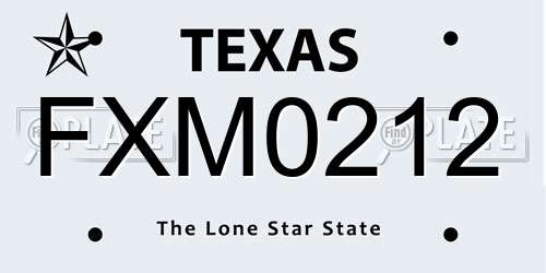 FXM0212 Texas License Plate
