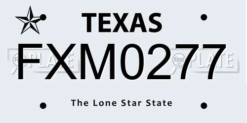 FXM0277 Texas License Plate