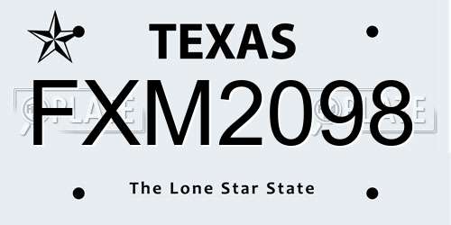 FXM2098 Texas License Plate