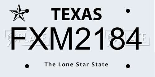FXM2184 Texas License Plate