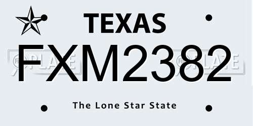 FXM2382 Texas License Plate
