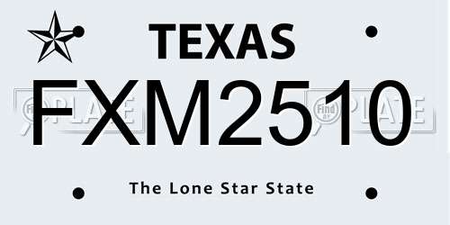 FXM2510 Texas License Plate