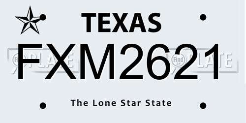 FXM2621 Texas License Plate