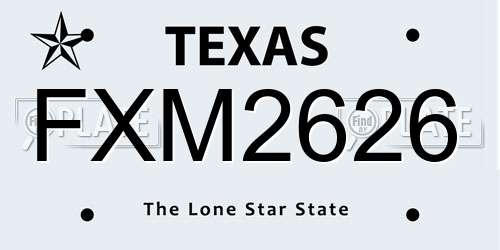 FXM2626 Texas License Plate