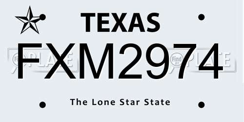 FXM2974 Texas License Plate