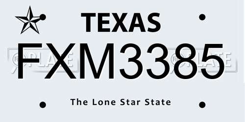FXM3385 Texas License Plate