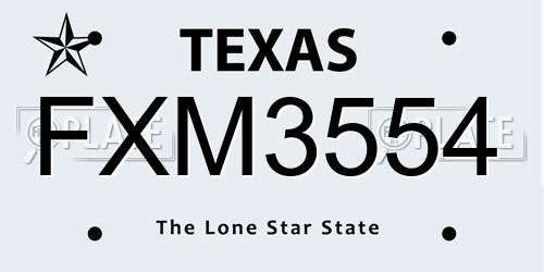 FXM3554 Texas License Plate