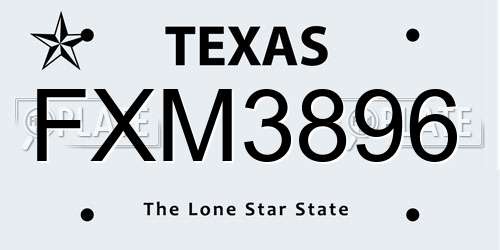 FXM3896 Texas License Plate
