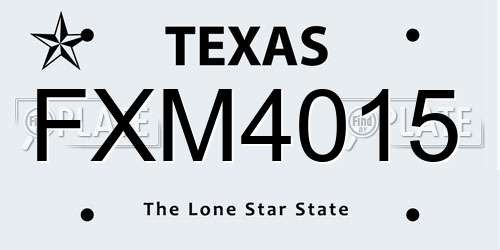 FXM4015 Texas License Plate