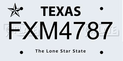 FXM4787 Texas License Plate