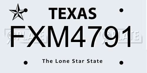 FXM4791 Texas License Plate