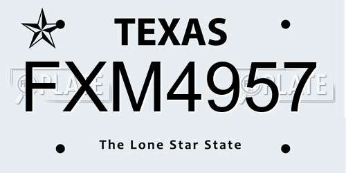 FXM4957 Texas License Plate