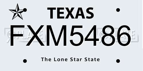 FXM5486 Texas License Plate