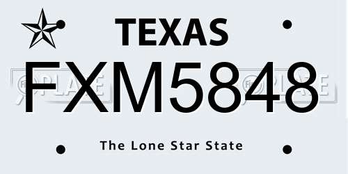 FXM5848 Texas License Plate
