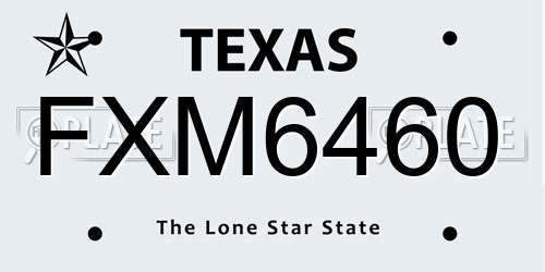 FXM6460 Texas License Plate