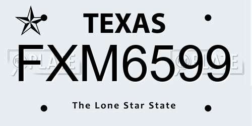 FXM6599 Texas License Plate